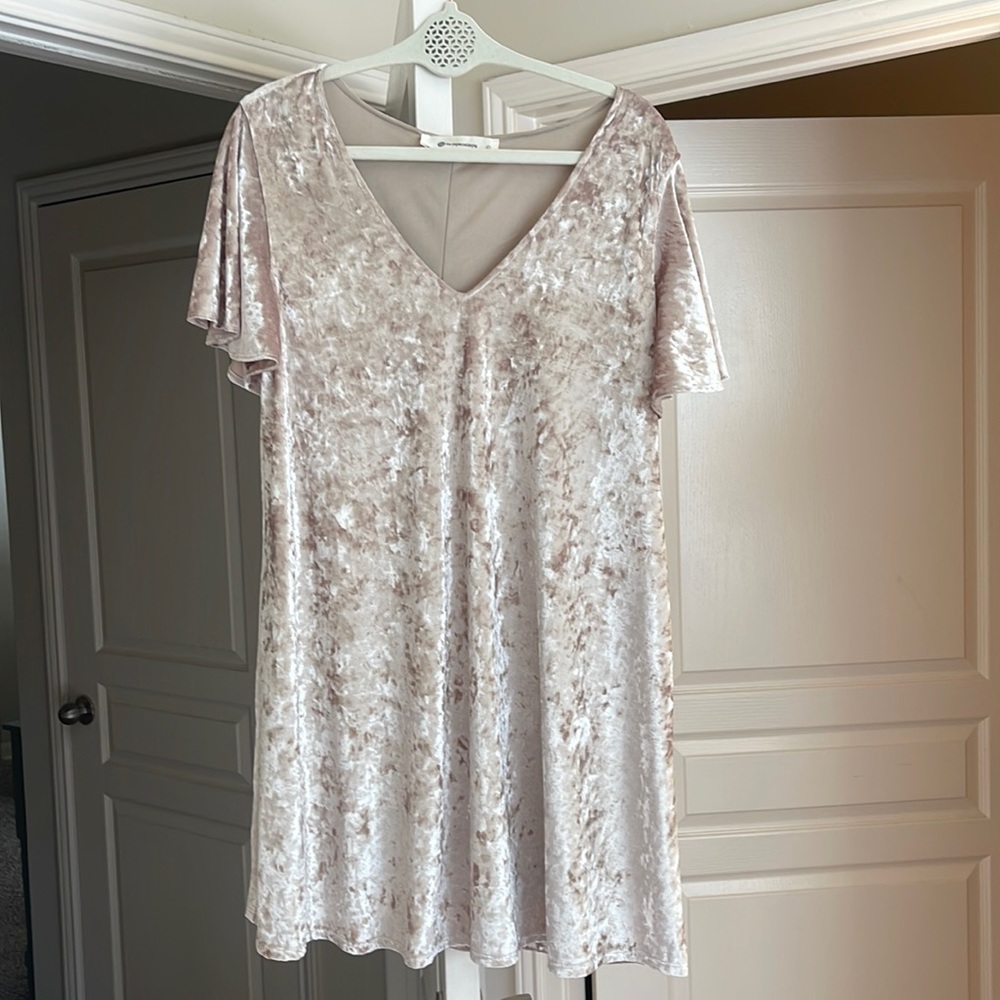Impeccable Pig Champagne Crushed Velvet Dress